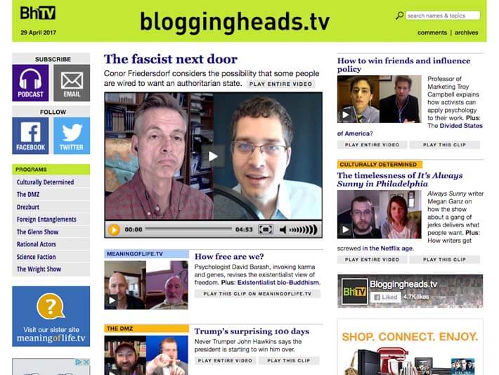 Bloggingheads.tv homepage